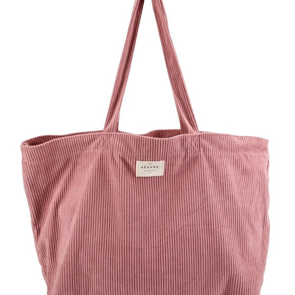 Sézane Rue Saint-Fiacre Large Pink Corduroy Tote Bag